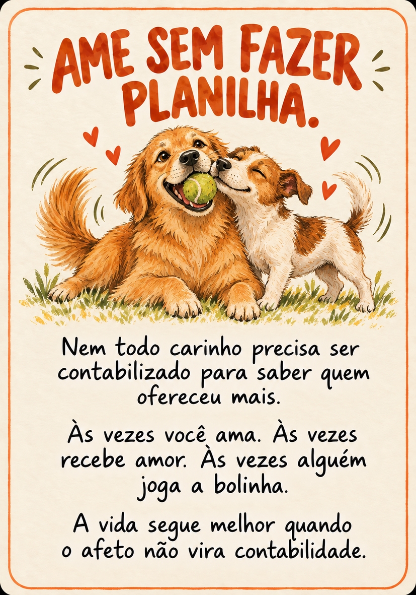 Carta do conjunto Cãoselhos do meu Dog: Ame sem fazer planilha